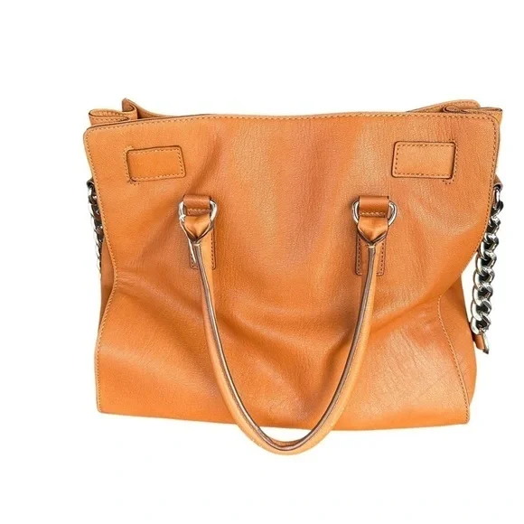 Michael Michael Kors deep Caramel Leather Hamilton Large Tote Bag Purse - Picture 4 of 8